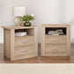 Set of 2 Barrie Bedside Tables with Shelf with 2 Drawers - Oak