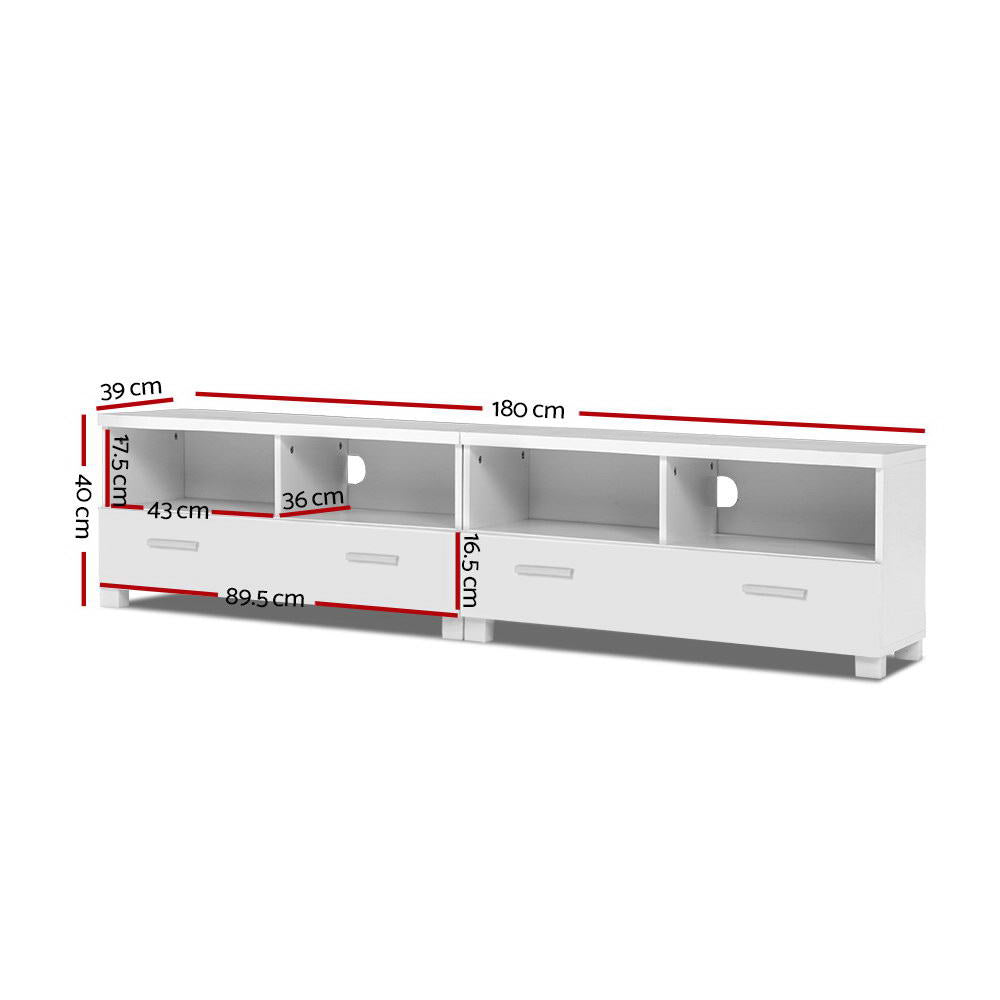 Larsen 180cm TV Stand Entertainment Unit with Drawers - White - White
