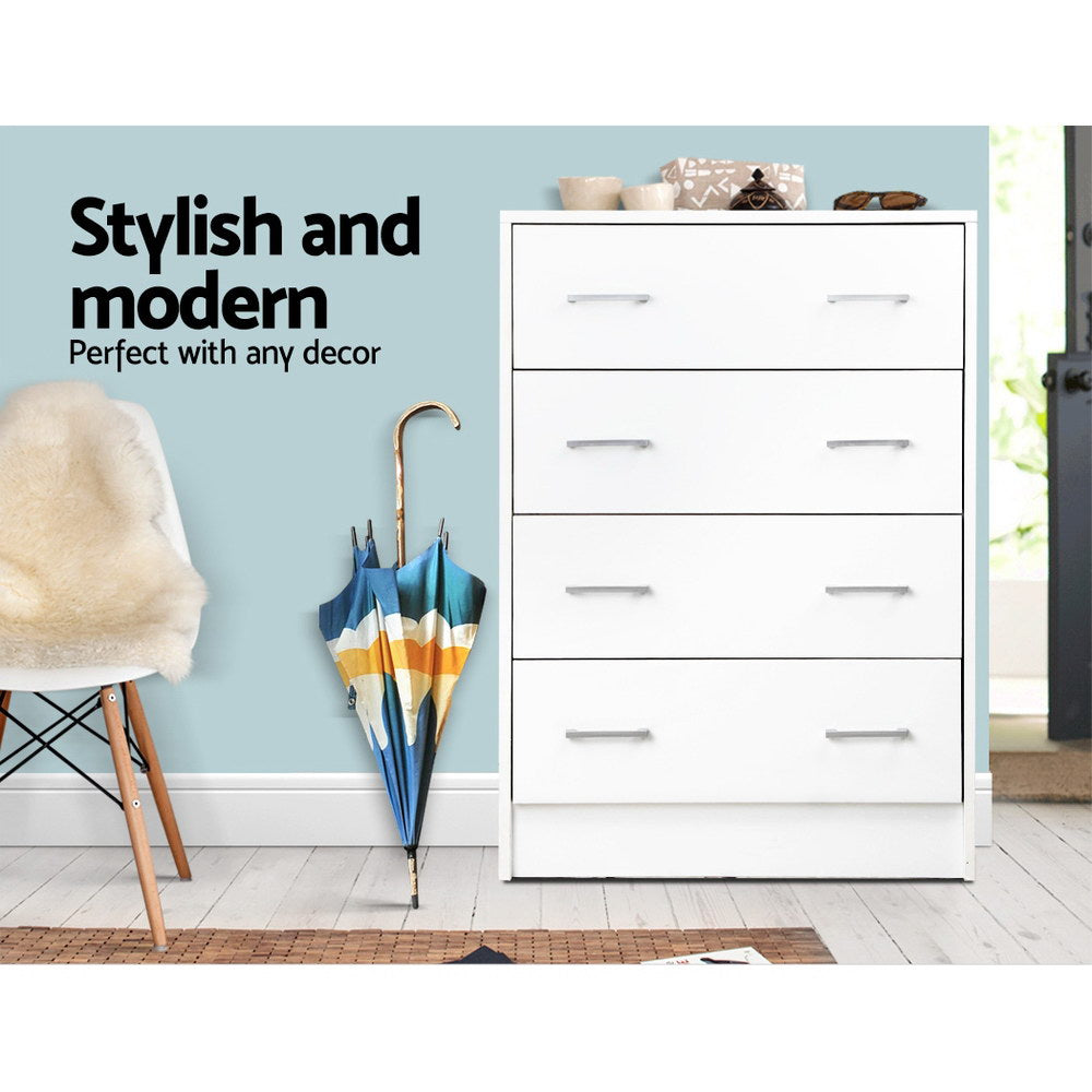 Artiss 4 Chest of Drawers - White