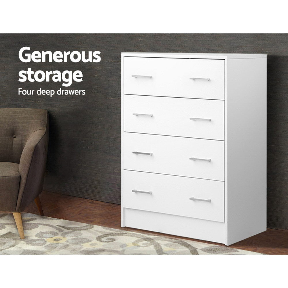 Artiss 4 Chest of Drawers - White