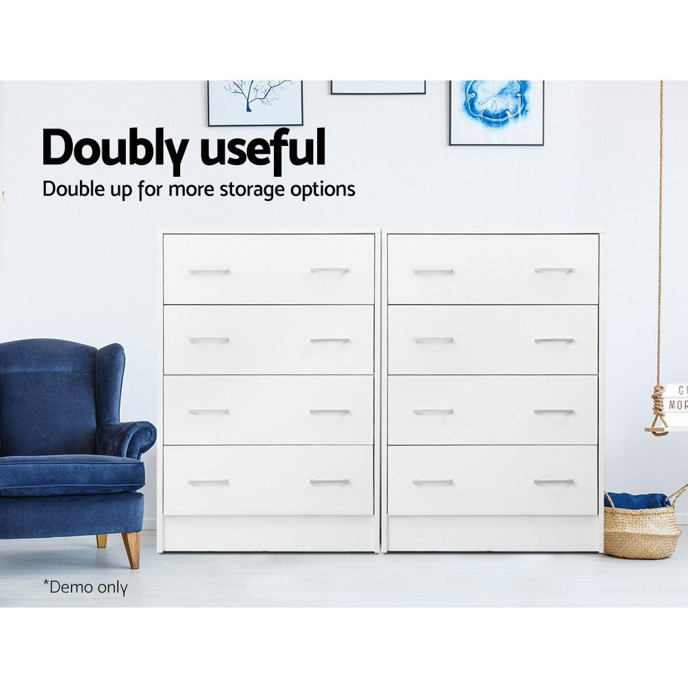 Artiss 4 Chest of Drawers - White