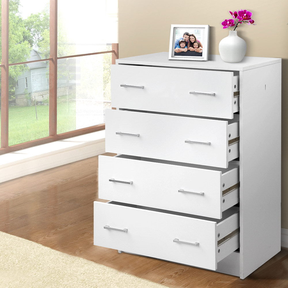 Artiss 4 Chest of Drawers - White