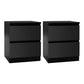 Set of 2 Kenora Bedside Tables with 2 Drawers - Black