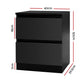 Set of 2 Kenora Bedside Tables with 2 Drawers - Black