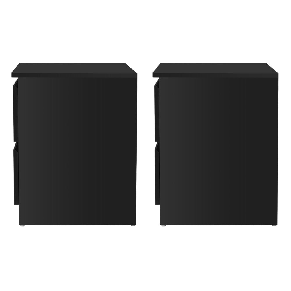 Set of 2 Kenora Bedside Tables with 2 Drawers - Black