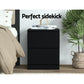Set of 2 Kenora Bedside Tables with 2 Drawers - Black