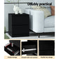 Set of 2 Kenora Bedside Tables with 2 Drawers - Black