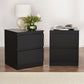 Set of 2 Kenora Bedside Tables with 2 Drawers - Black