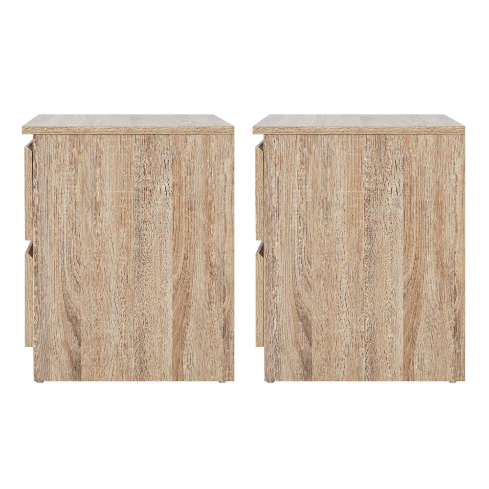 Set of 2 Kenora Bedside Tables with 2 Drawers - Oak