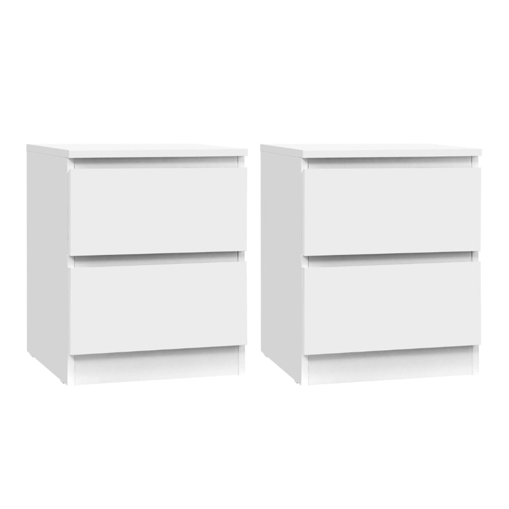 Set of 2 Kenora Bedside Tables with 2 Drawers - White