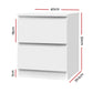 Set of 2 Kenora Bedside Tables with 2 Drawers - White