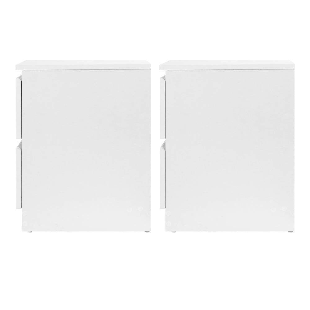 Set of 2 Kenora Bedside Tables with 2 Drawers - White