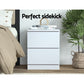 Set of 2 Kenora Bedside Tables with 2 Drawers - White