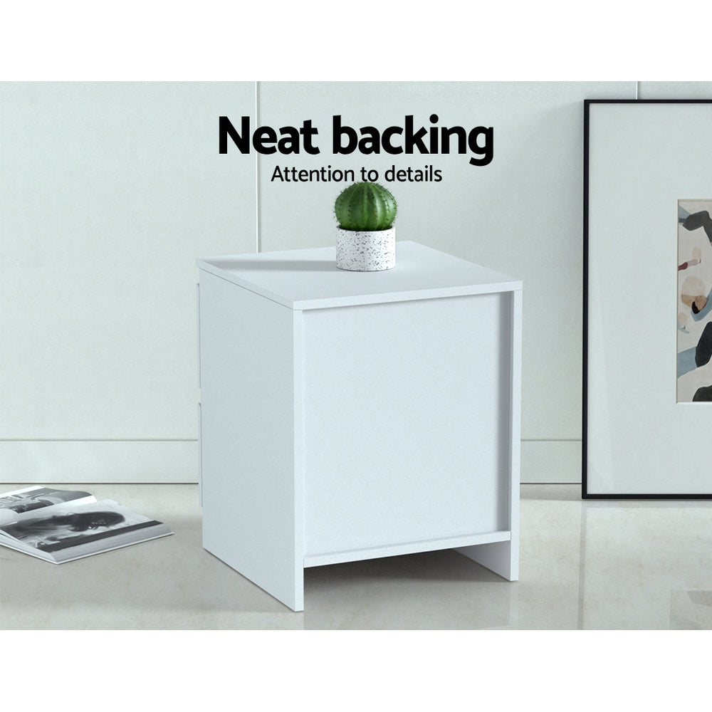 Set of 2 Kenora Bedside Tables with 2 Drawers - White