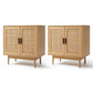 Set of 2 Rowan Rattan Buffet Sideboard 2 Doors - Natural Wood