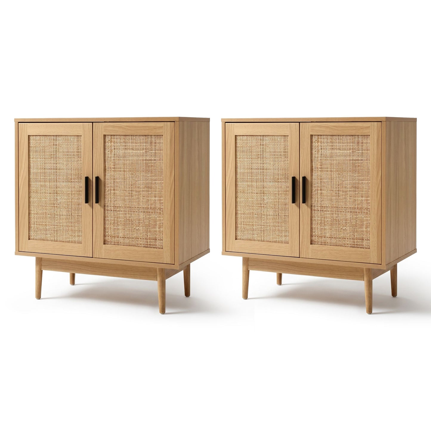Set of 2 Rowan Rattan Buffet Sideboard 2 Doors - Natural Wood