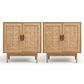 Set of 2 Rowan Rattan Buffet Sideboard 2 Doors - Natural Wood