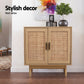 Set of 2 Rowan Rattan Buffet Sideboard 2 Doors - Natural Wood