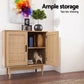Set of 2 Rowan Rattan Buffet Sideboard 2 Doors - Natural Wood