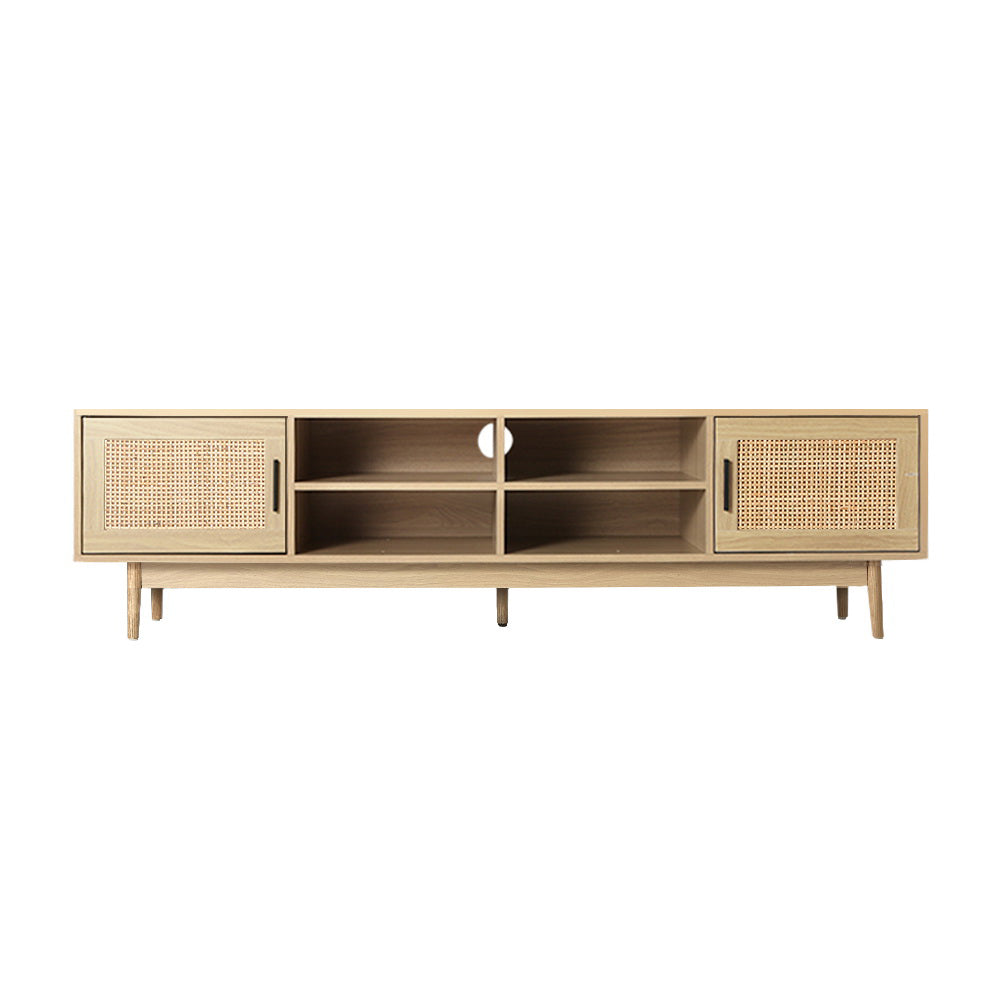 Hansel 180cm TV Cabinet Entertainment Unit TV Stand Wooden Rattan Storage Drawer - Wood