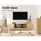 Hansel 180cm TV Cabinet Entertainment Unit TV Stand Wooden Rattan Storage Drawer - Wood