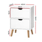 Orillia Bedside Table Nightstand with 2 Cabinet Drawers - White