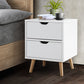 Orillia Bedside Table Nightstand with 2 Cabinet Drawers - White