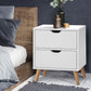 Orillia Bedside Table Nightstand with 2 Cabinet Drawers - White