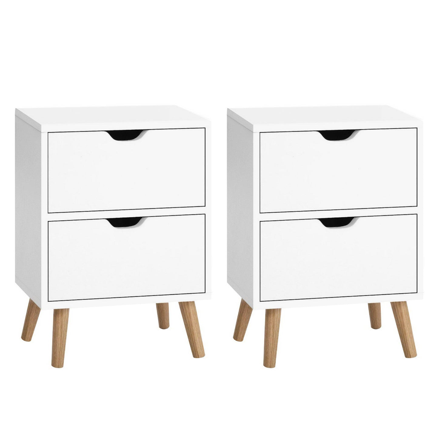 Set of 2 Orillia Bedside Tables with 2 Drawers - White