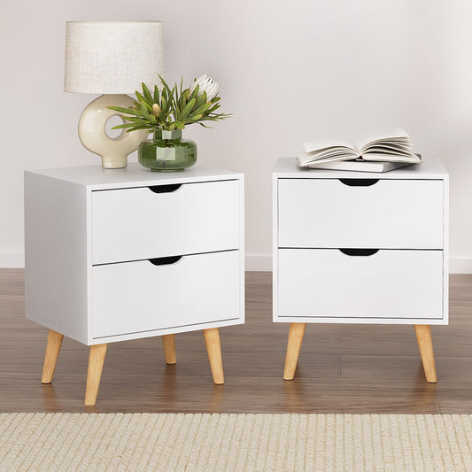 Set of 2 Orillia Bedside Tables with 2 Drawers - White