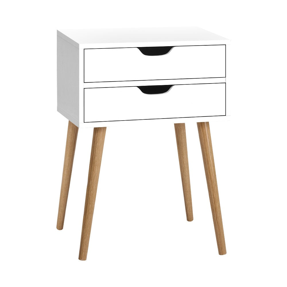 Oshawa Particle Board Bedside Tables Side Table Nightstand Wood Storage Cabinet with 2 Drawers - White