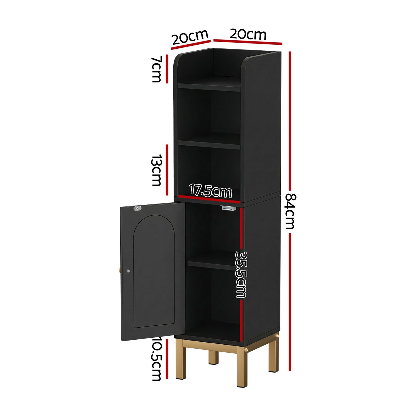 Set of 2 Bathroom Storage Cabinet Floor Organizer Toilet Corner Adjustable Black