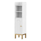Set of 2 Bathroom Storage Cabinet Floor Organizer Toilet Corner Adjustable Shelf with Door White