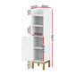 Set of 2 Bathroom Storage Cabinet Floor Organizer Toilet Corner Adjustable Shelf with Door White