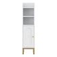 Set of 2 Bathroom Storage Cabinet Floor Organizer Toilet Corner Adjustable Shelf with Door White