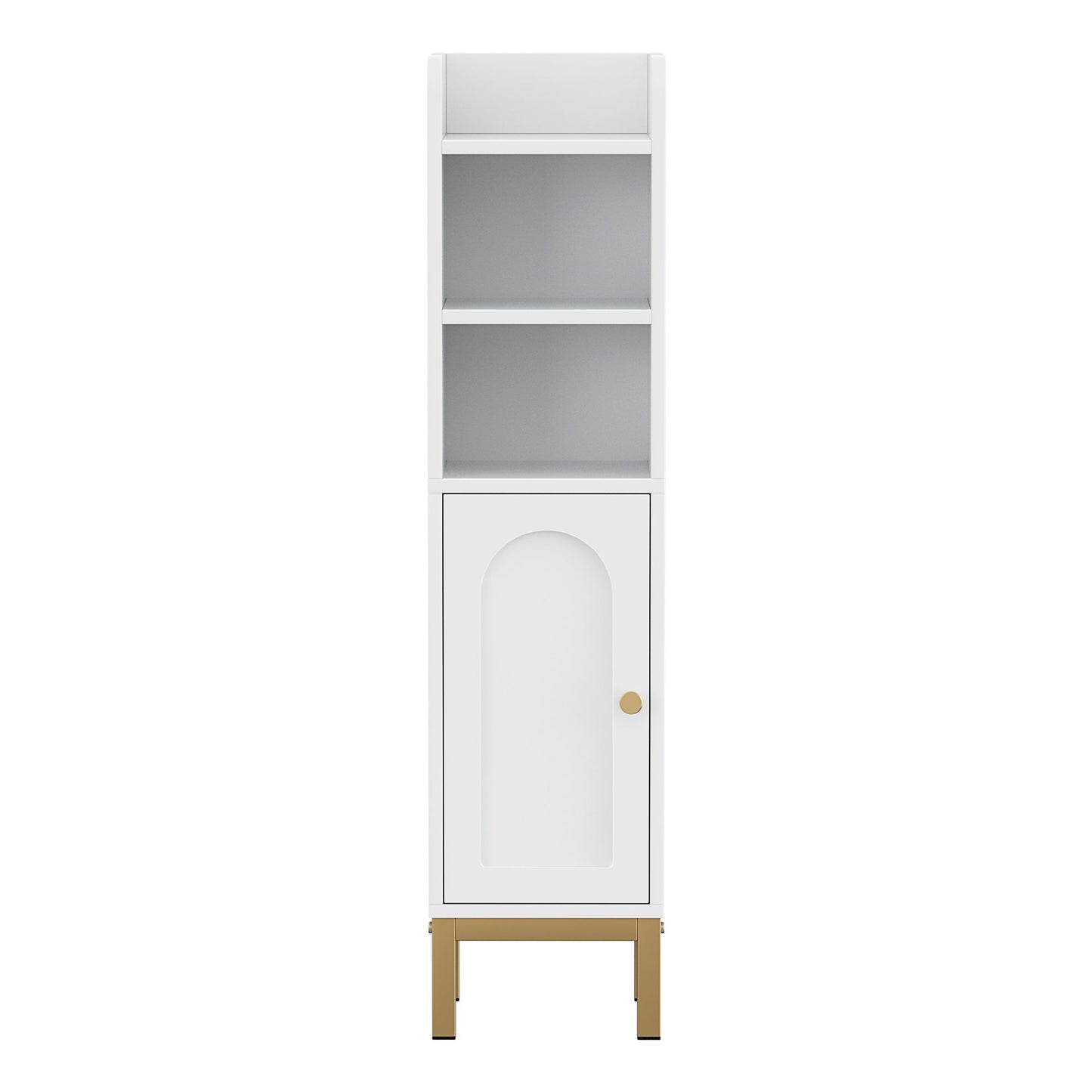 Set of 2 Bathroom Storage Cabinet Floor Organizer Toilet Corner Adjustable Shelf with Door White