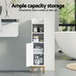 Set of 2 Bathroom Storage Cabinet Floor Organizer Toilet Corner Adjustable Shelf with Door White