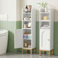 Set of 2 Bathroom Storage Cabinet Floor Organizer Toilet Corner Adjustable Shelf with Door White