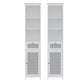 Bathroom Cabinet Storage X2 White Rattan 161cm