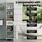 Bathroom Cabinet Storage X2 White Rattan 161cm
