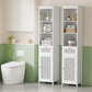Bathroom Cabinet Storage X2 White Rattan 161cm