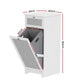 Set of 2 Laundry Hamper Cabinet Bathroom Storage White Rattan