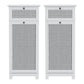 Set of 2 Laundry Hamper Cabinet Bathroom Storage White Rattan