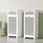 Set of 2 Laundry Hamper Cabinet Bathroom Storage White Rattan