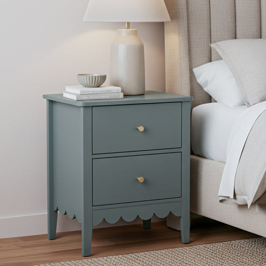 Simcoe Bedside Tables Bedroom Storage Nightstand with 2 Drawers - Green