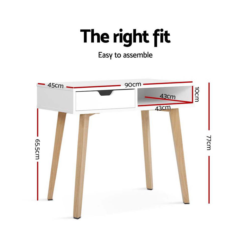 Artiss Computer Desk Drawer Cabinet Shelf White 90cm