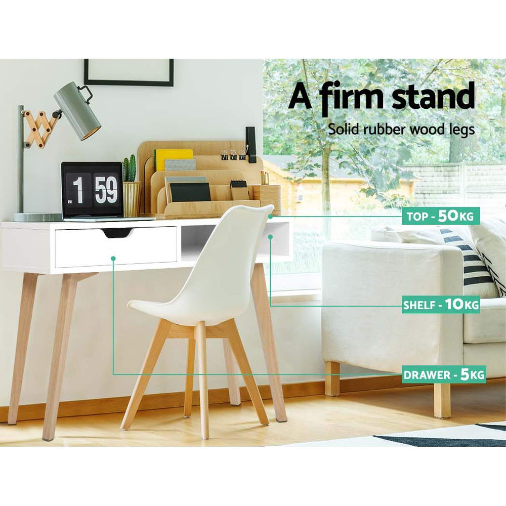 Artiss Computer Desk Drawer Cabinet Shelf White 90cm