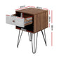 Thorold Wooden Bedside Tables - Grey & Walnut