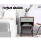 Thorold Wooden Bedside Tables - Grey & Walnut