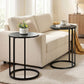 Ioannis C Shaped End Table Set of 2 Coffee Table Side Table Round Black